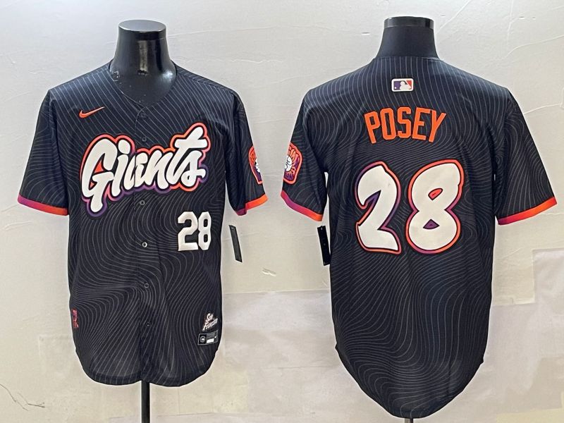 Men San Francisco Giants #28 Posey Black Second generation Joint Name Nike 2025 MLB Jersey style 14